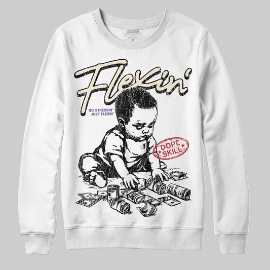 Jordan 17 Retro Low SP Infinite Archives DopeSkill Sweatshirt Flexin' Graphic Streetwear - White