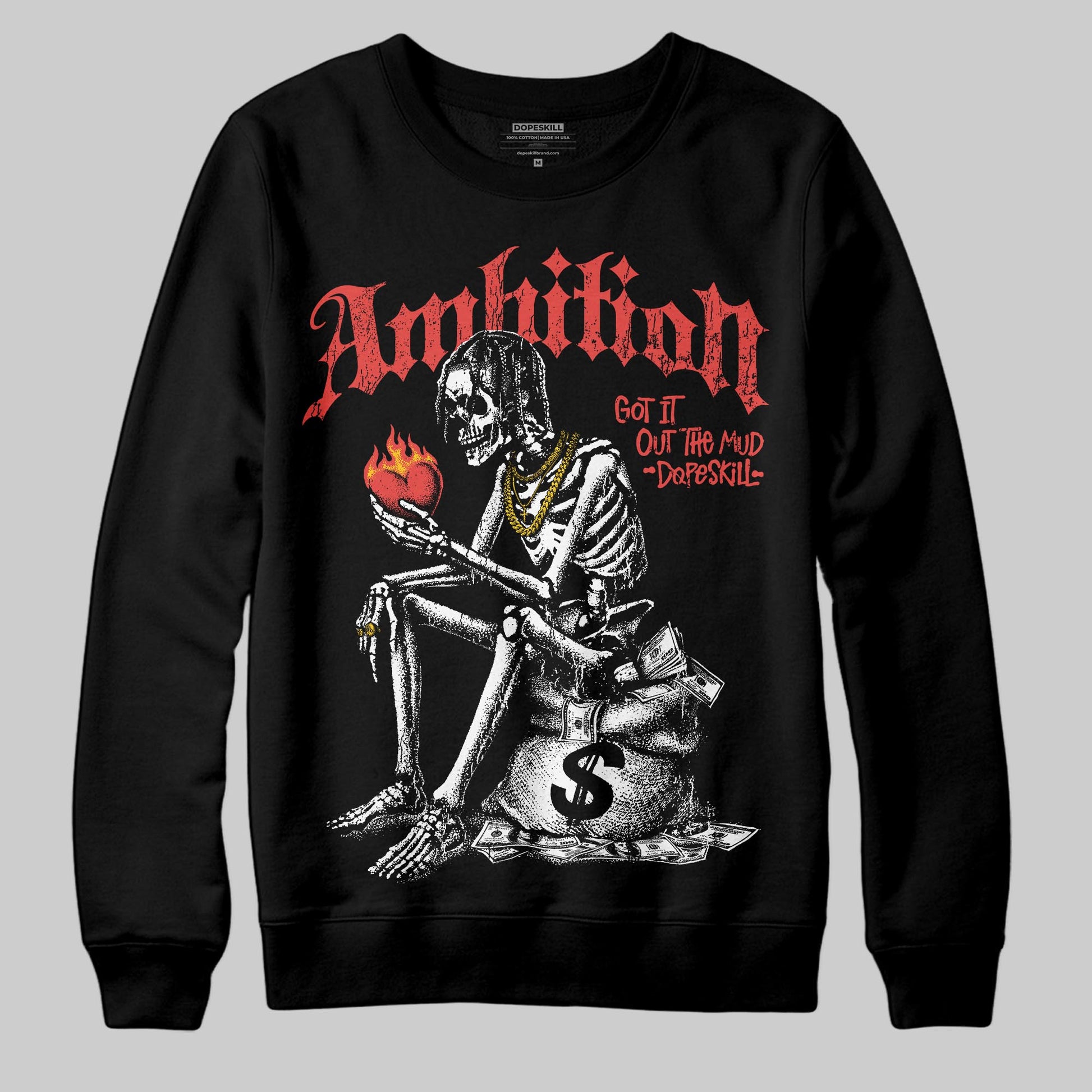 Red Sneakers DopeSkill Sweatshirt Ambition Graphic Streetwear - Black