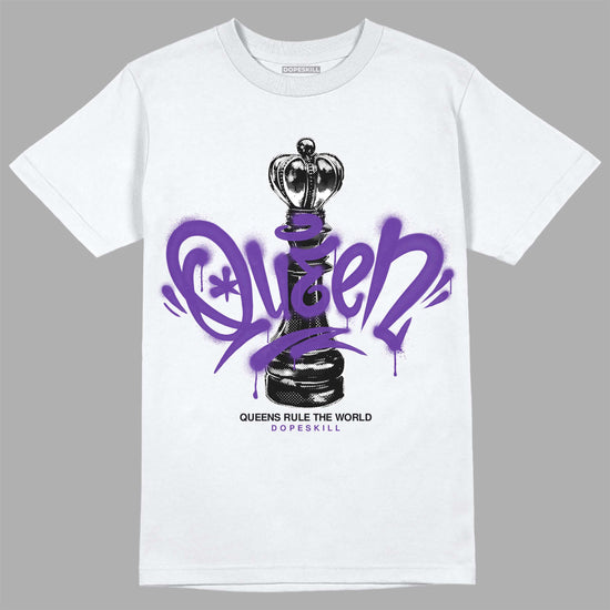 Jordan 13 Court Purple DopeSkill T-Shirt Queen Chess Graphic Streetwear  - White 