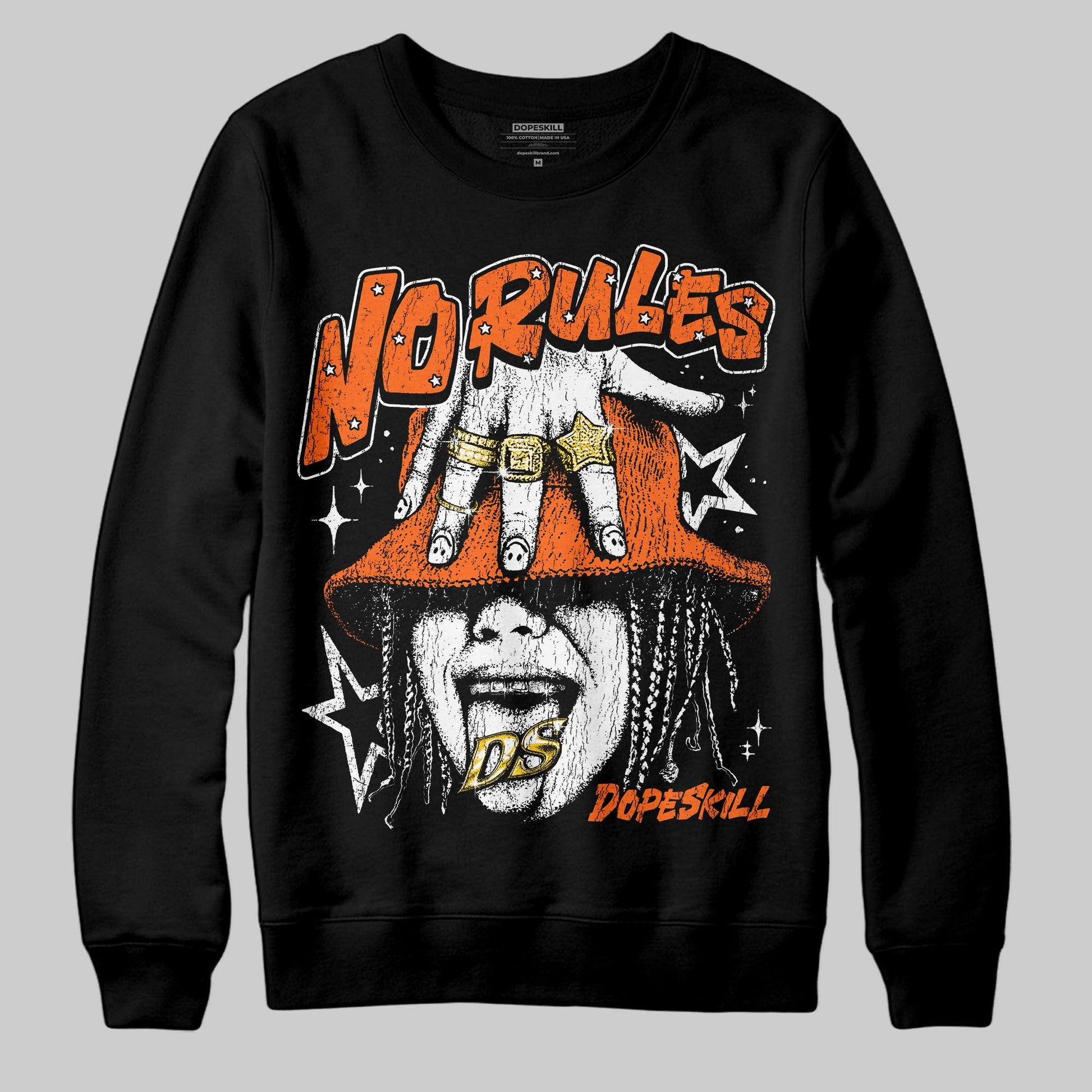 Orange Sneakers DopeSkill Sweatshirt No Rules Graphic Streetwear - Black