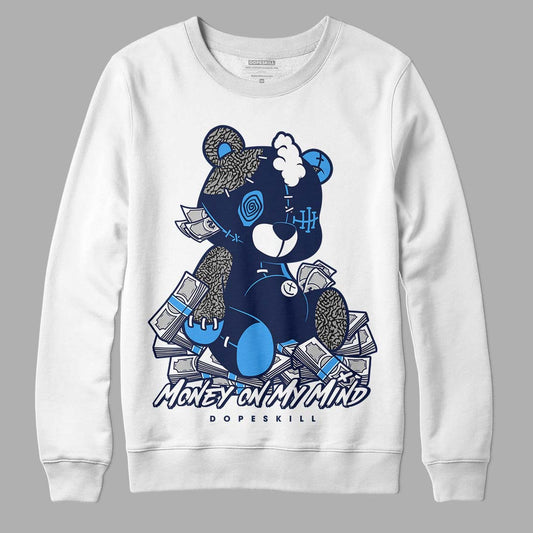 Jordan 3 "Midnight Navy" DopeSkill Sweatshirt MOMM Bear  Graphic Streetwear - White 