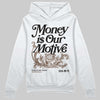 Jordan 9 'Olive' DopeSkill Hoodie Sweatshirt Money Is Our Motive Typo Graphic Streetwear - White