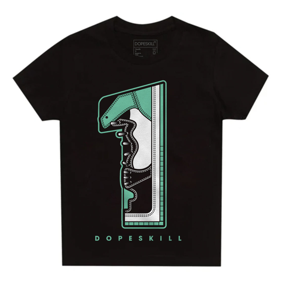 Jordan 1 High OG Green Glow DopeSkill Toddler Kids T-shirt No.1 Graphic Streetwear - Black