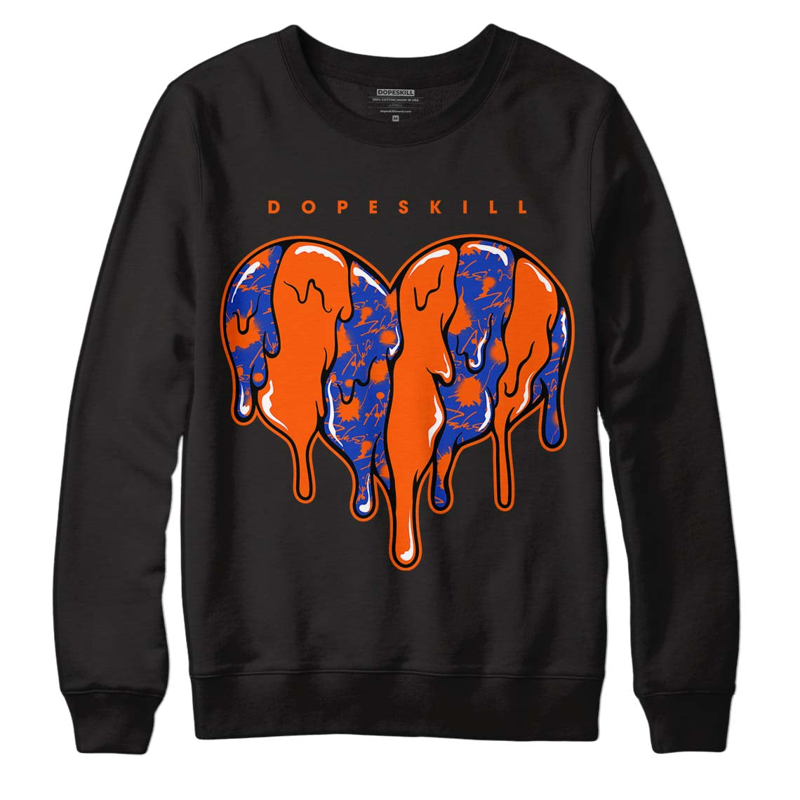 Dunk Low Futura Orange Blaze DopeSkill Sweatshirt Slime Drip Heart Graphic Streetwear - Black