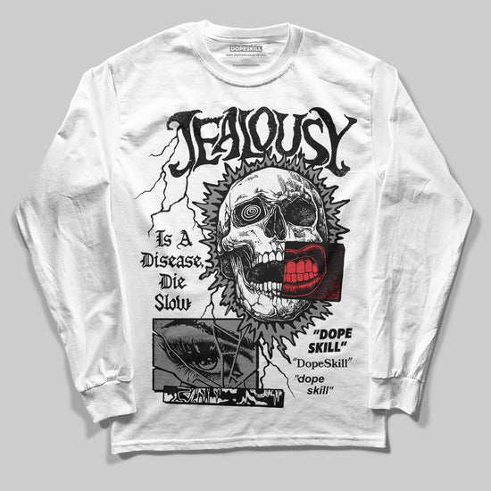 Jordan 10 Retro Shadow (2025) DopeSkill Long Sleeve T-Shirt Jealousy Graphic Streetwear - White