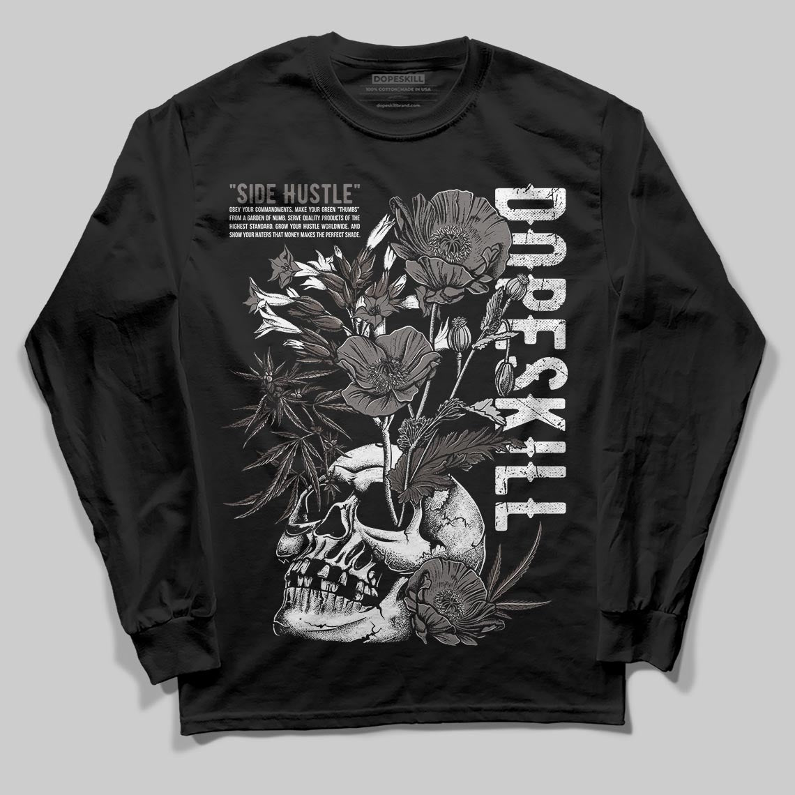 Jordan 4 Retro Cave Stone DopeSkill Long Sleeve T-Shirt Side Hustle Graphic Streetwear - Black