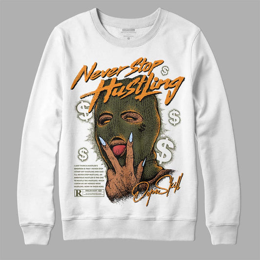 Jordan 5 "Olive" DopeSkill Sweatshirt Never Stop Hustling Graphic Streetwear - White