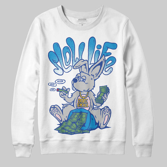 Royal Blue Sneakers DopeSkill Sweatshirt Slow Life Graphic Streetwear - White