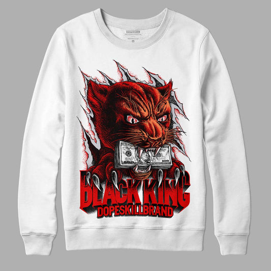 Jordan 4 Retro Red Cement DopeSkill Sweatshirt Black King Graphic Streetwear - White 