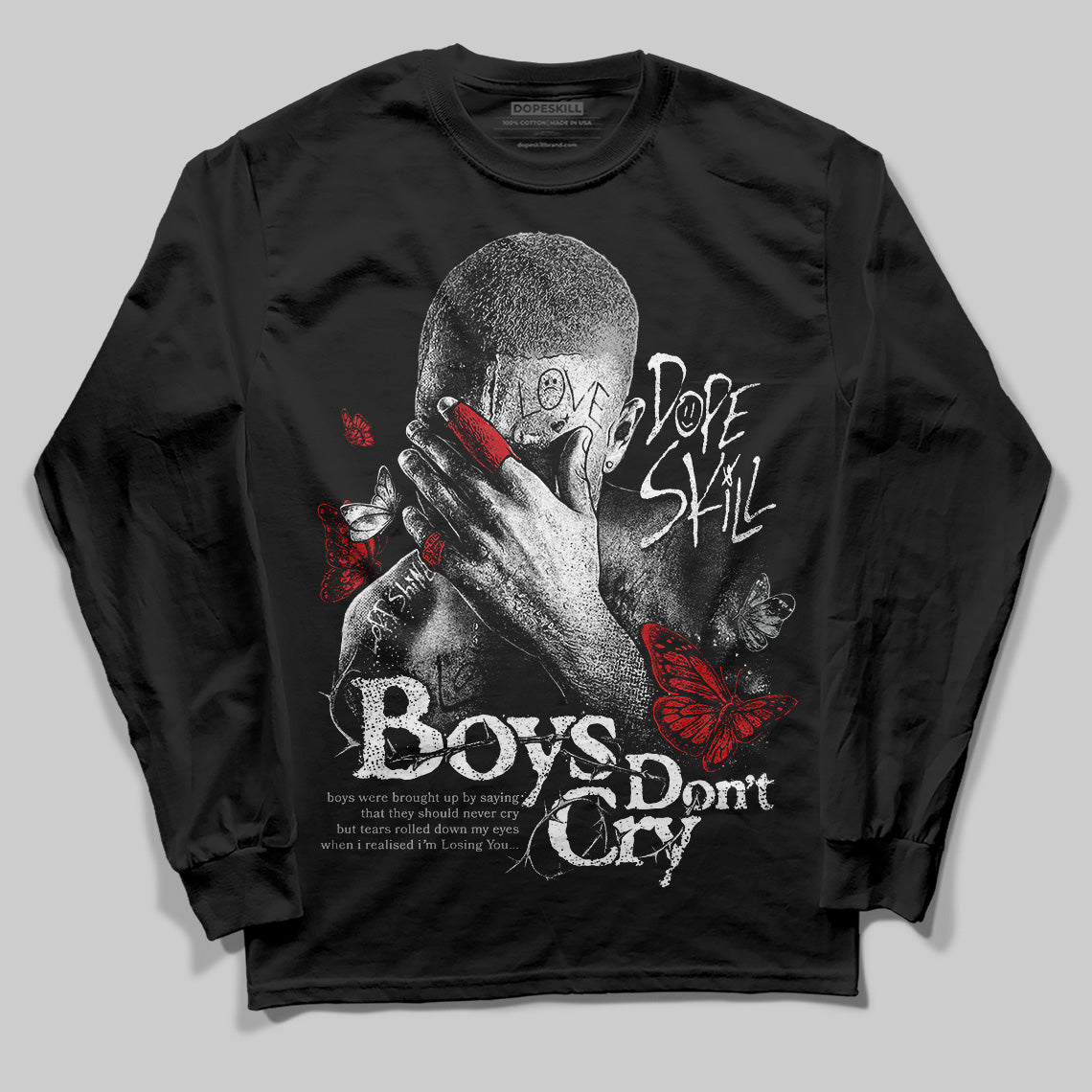 Jordan 3 OG “Black Cement” DopeSkill Long Sleeve T-Shirt Boys Don't Cry Graphic Streetwear - Black