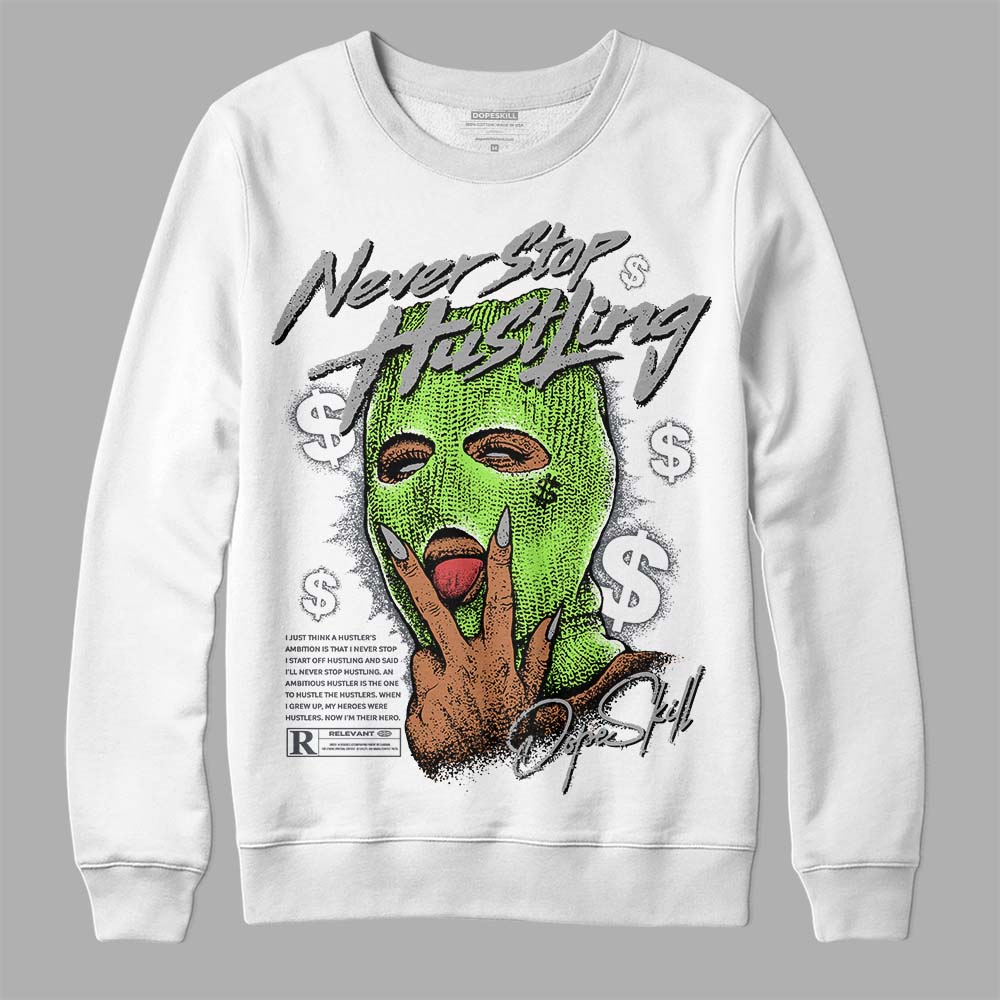 Jordan 5 Green Bean DopeSkill Sweatshirt Never Stop Hustling Graphic Streetwear - White 