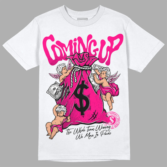 Jordan 1 Low GS “Fierce Pink” DopeSkill T-Shirt Money Bag Coming Up Graphic Streetwear - White 