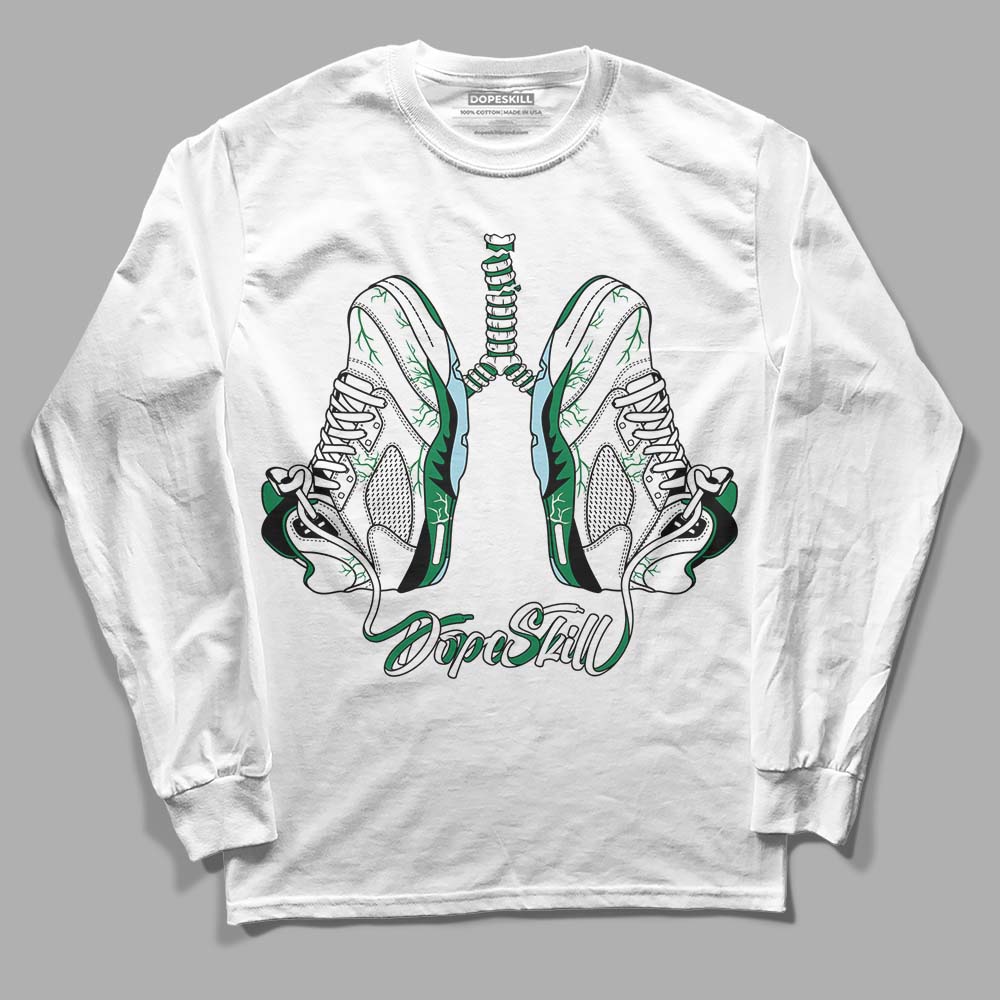 Jordan 5 “Lucky Green” DopeSkill Long Sleeve T-Shirt Breathe Streetwear - White