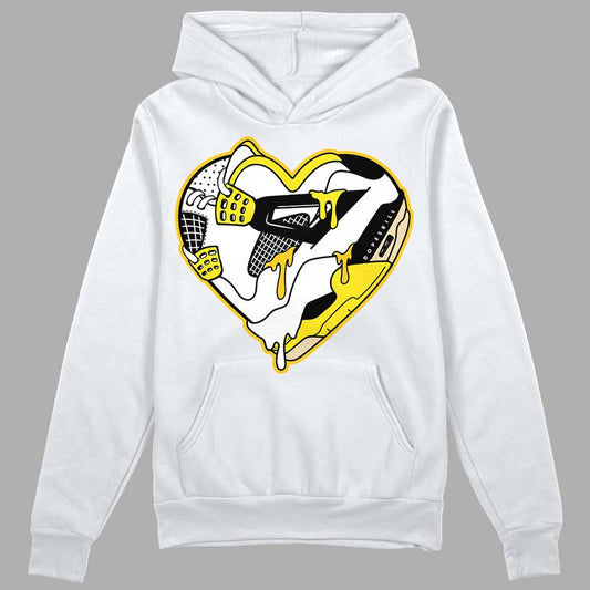 Jordan 4 Retro “Vivid Sulfur” DopeSkill Hoodie Sweatshirt Heart Jordan 4 Graphic Streetwear - White 