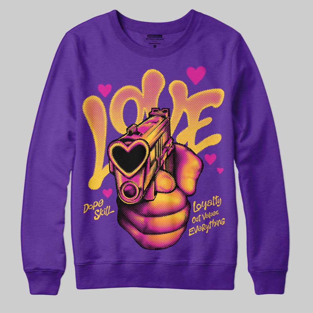 PURPLE Sneakers DopeSkill Sweatshirt Love Shot Graphic Streetwear - Purple