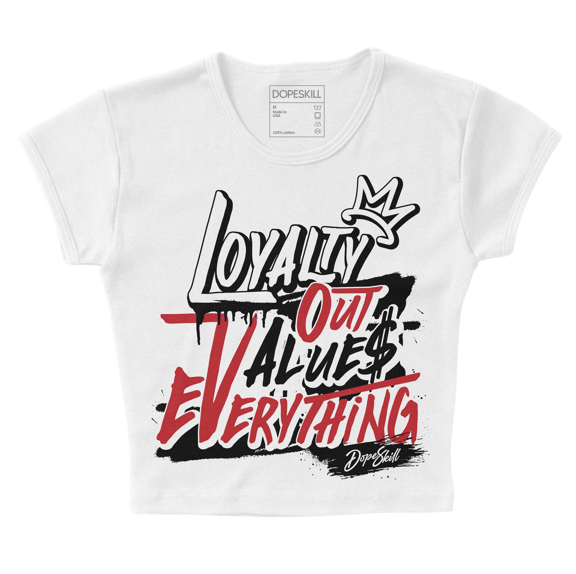 Jordan 12 “Red Taxi” DopeSkill Women's Crop Top LOVE Graphic Streetwear - White