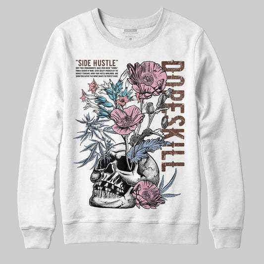 Harris Tweed x Dunk Low Denim Turquoise and Baroque Brown DopeSkill Sweatshirt Side Hustle Graphic Streetwear - White