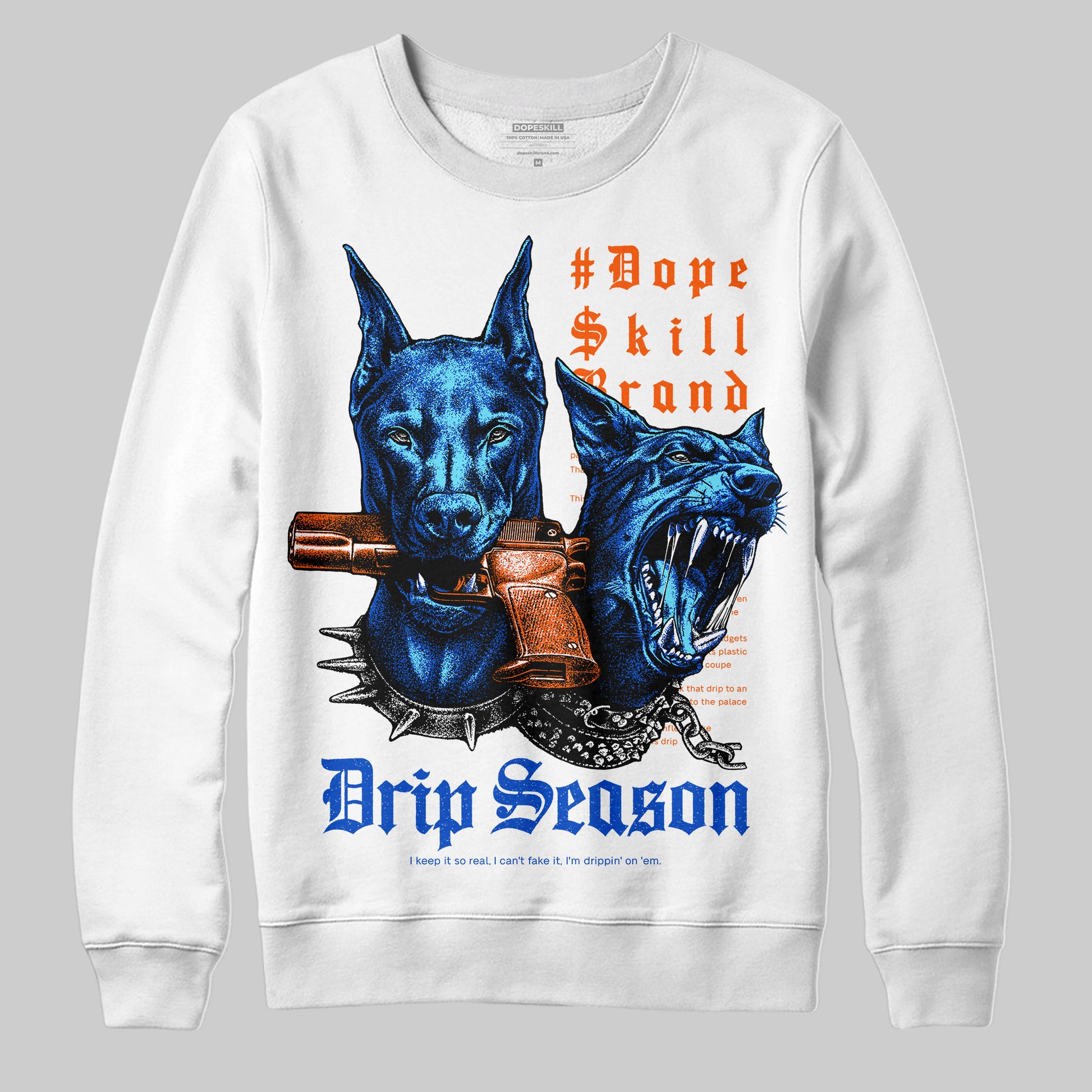 Royal Blue Sneakers DopeSkill Sweatshirt New Drip Season Graphic Streetwear - White