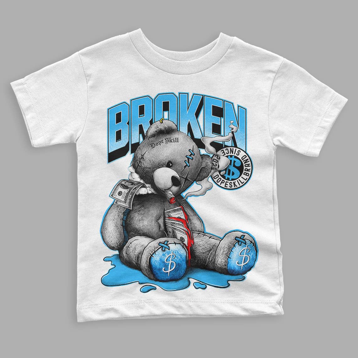 Jordan 1 High Retro OG “University Blue” DopeSkill Toddler Kids T-shirt Sick Bear Graphic Streetwear - White