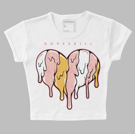 Jordan 3 GS “Red Stardust” DopeSkill Women's Crop Top Slime Drip Heart Graphic Streetwear - White