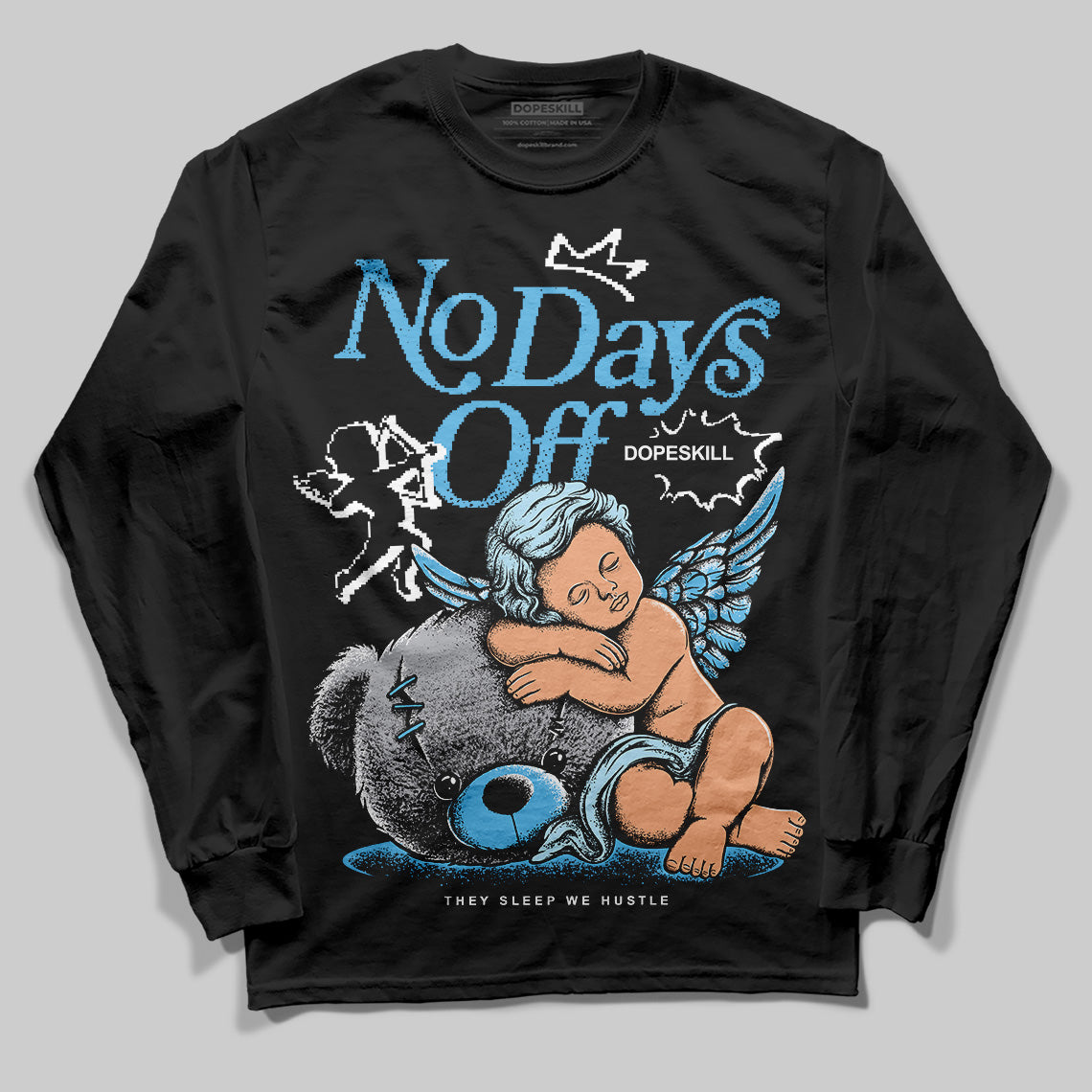 Jordan 11 Retro Legend Blue DopeSkill Long Sleeve T-Shirt New No Days Off Graphic Streetwear - Black