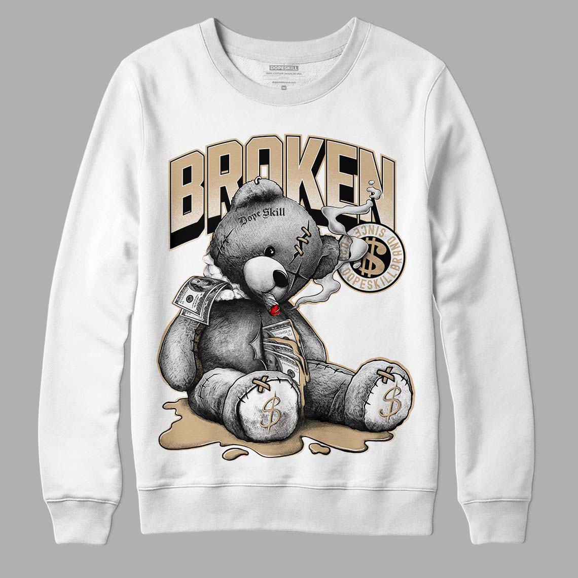 TAN Sneakers DopeSkill Sweatshirt Sick Bear Graphic Streetwear - White