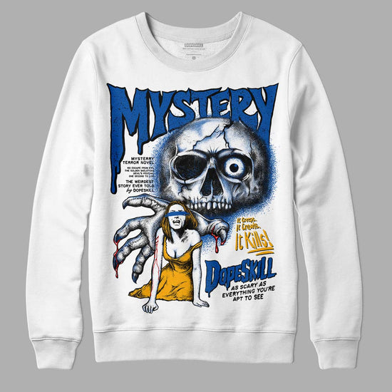 Dunk Blue Jay and University Gold DopeSkill Sweatshirt Mystery Ghostly Grasp Graphic Streetwear - White