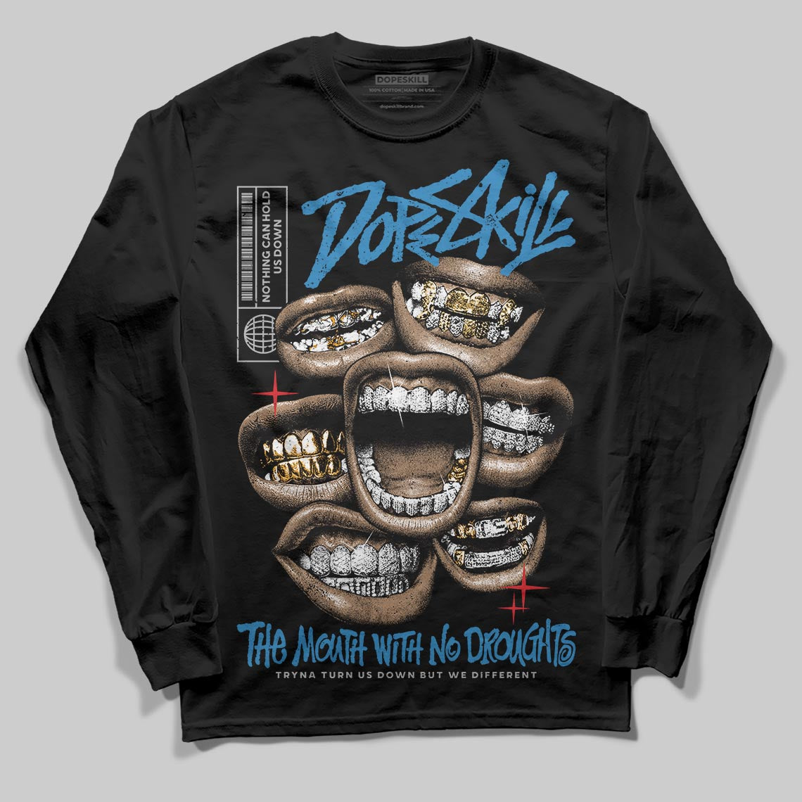 Jordan 3 Retro OG Rare Air DopeSkill Long Sleeve T-Shirt The Mouth With No Droughts Graphic Streetwear - Black