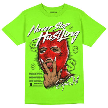 Neon Green Sneakers DopeSkill Neon Green T-Shirt Never Stop Hustling Graphic Streetwear 