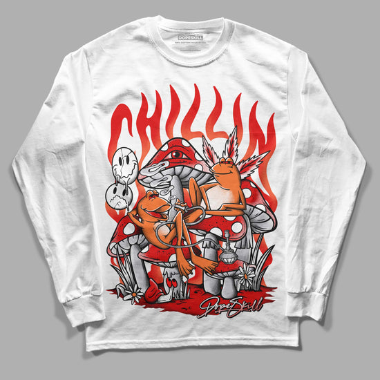 Jordan 4 Retro Red Cement DopeSkill Long Sleeve T-Shirt Chillin Graphic Streetwear - White