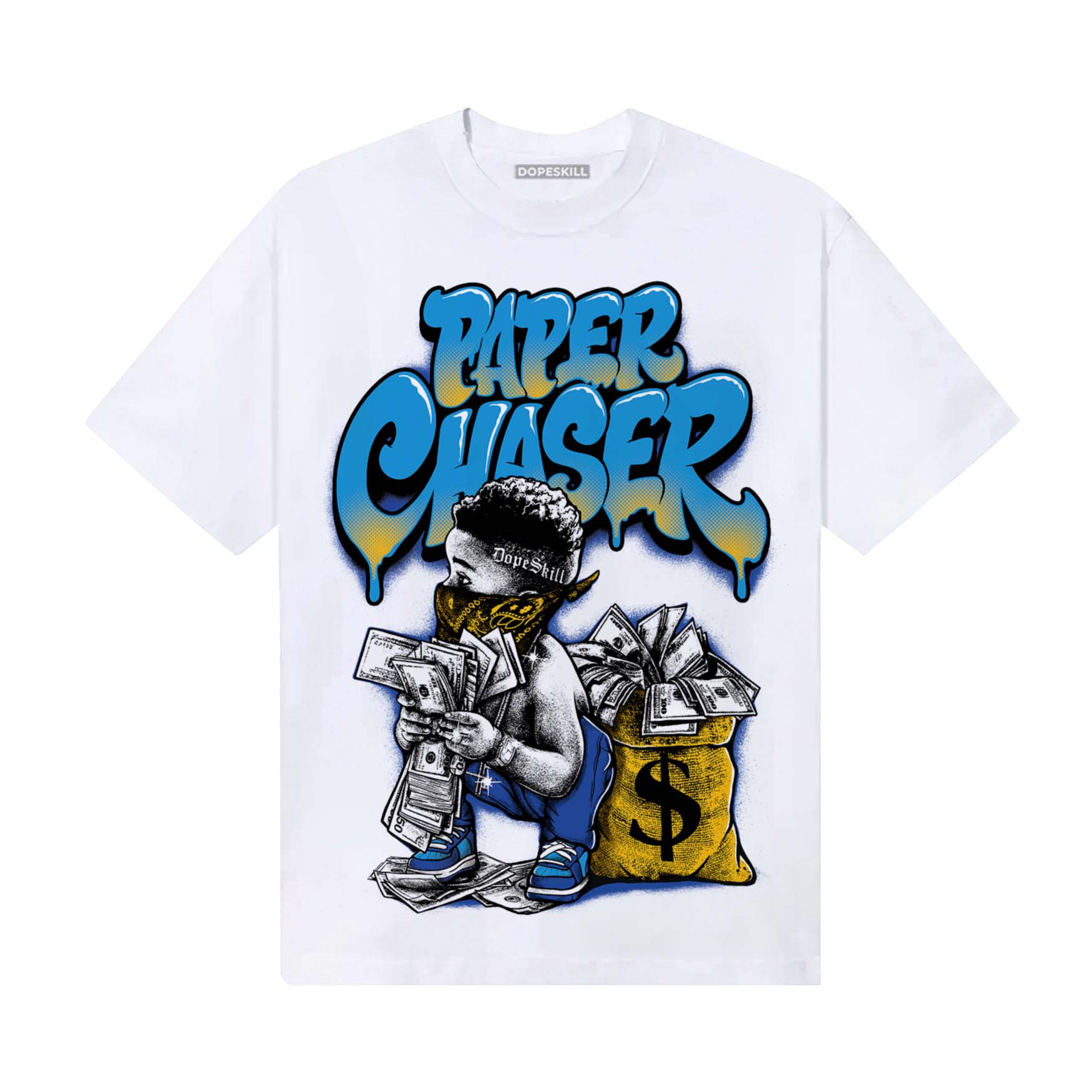 Royal Blue Sneakers DopeSkill T-Shirt Paper Chaser Boy Graphic Streetwear - White