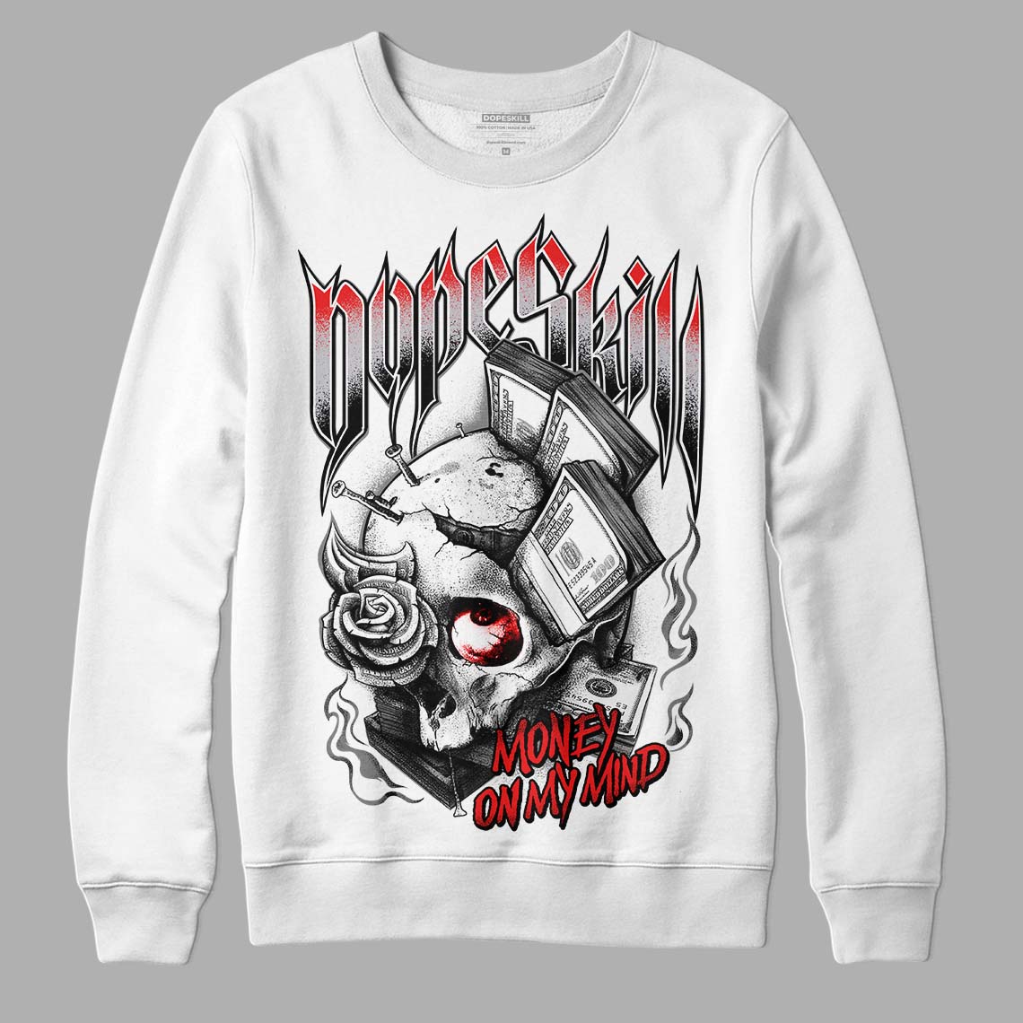 Grey Sneakers DopeSkill Sweatshirt Money On My Mind Graphic Streetwear - White 