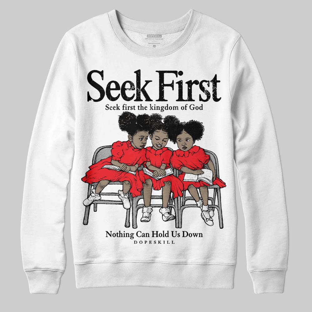 Red Sneakers DopeSkill Sweatshirt New Seek First Graphic Streetwear - White