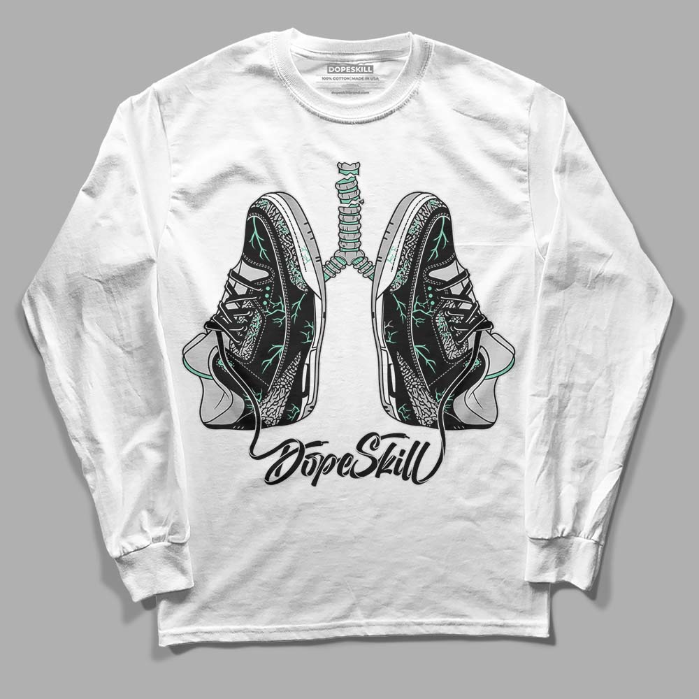 Jordan 3 "Green Glow" DopeSkill Long Sleeve T-Shirt Breathe Graphic Streetwear - White 