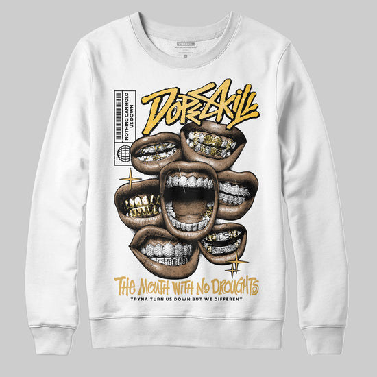 Jordan 12 "Phantom" DopeSkill Sweatshirt The Mouth With No Droughts Graphic Streetwear - White