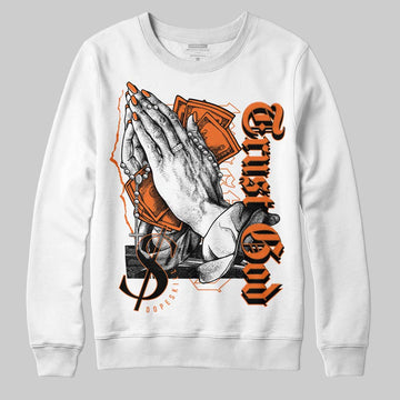 Orange Black White DopeSkill Sweatshirt Trust God Graphic Streetwear - White 