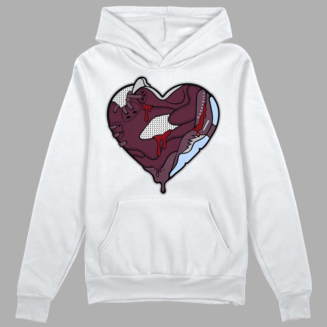 Jordan 5 Retro Burgundy (2023) DopeSkill Hoodie Sweatshirt Heart Jordan 5 Graphic Streetwear - White