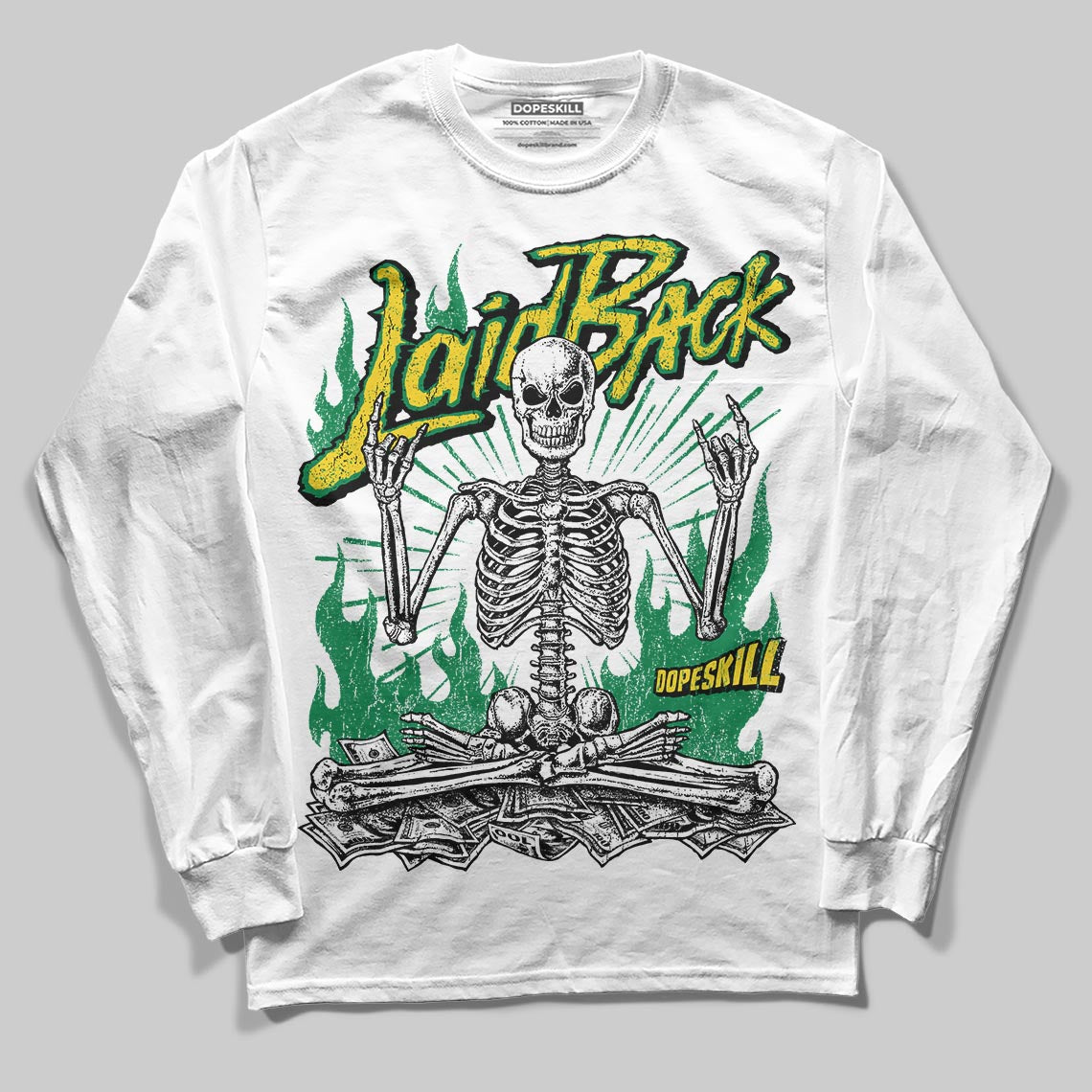 Green Sneakers DopeSkill Long Sleeve T-Shirt Laid Back Graphic Streetwear - White 