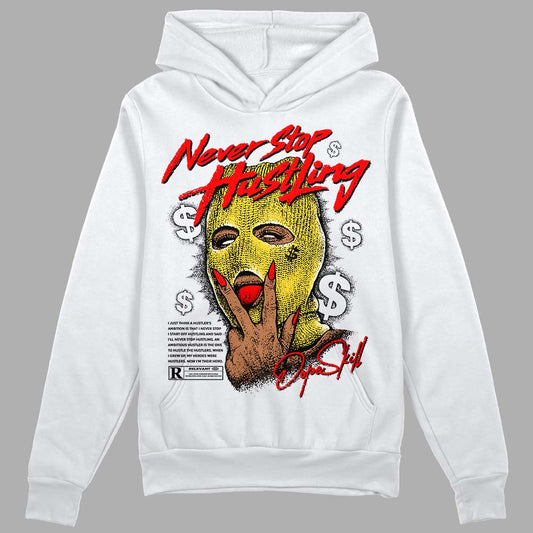 Jordan 4 Thunder DopeSkill Hoodie Sweatshirt Never Stop Hustling Graphic Streetwear - White 