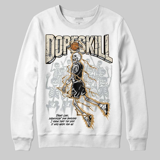 Jordan 5 Retro Reverse Metallic DopeSkill Sweatshirt Thunder Dunk Graphic Streetwear - White