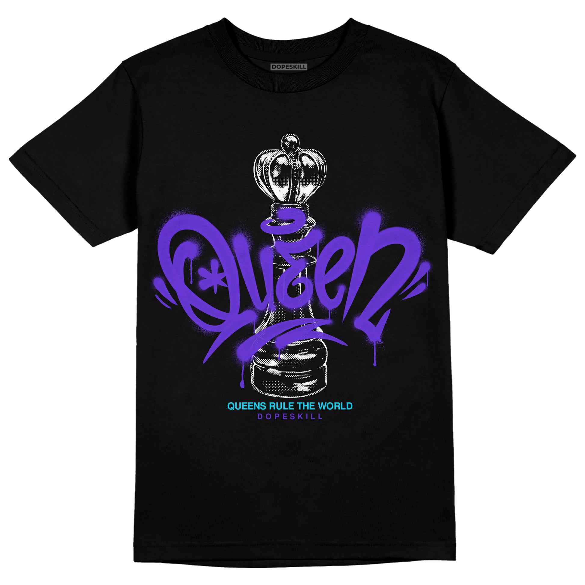 Jordan 6 “Aqua” DopeSkill T-Shirt Queen Chess Graphic Streetwear - Black