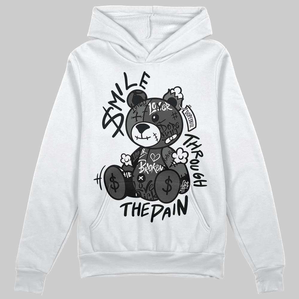 Jordan 4 “Black Cat” (2025) DopeSkill Hoodie Sweatshirt Smile Through The Pain Graphic Streetwear - White