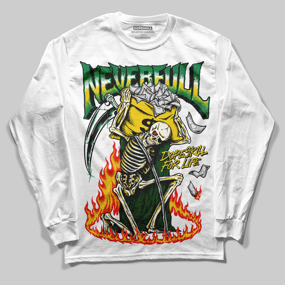 Green Sneakers DopeSkill Long Sleeve T-Shirt NeverFull Graphic Streetwear - White