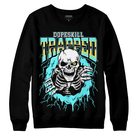 Jordan 5 Aqua DopeSkill Sweatshirt Trapped Halloween Graphic Streetwear - Black