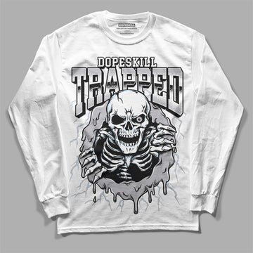 Jordan 11 Retro Low Cement Grey DopeSkill Long Sleeve T-Shirt Trapped Halloween Graphic Streetwear - White