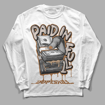 Jordan 3 Retro Palomino DopeSkill Long Sleeve T-Shirt Paid In Full Graphic Streetwear - White