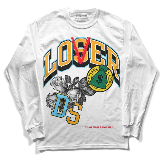 Jordan 1 Mid GS 'Six Championships DopeSkill Long Sleeve T-Shirt Loser Lover Graphic Streetwear - White