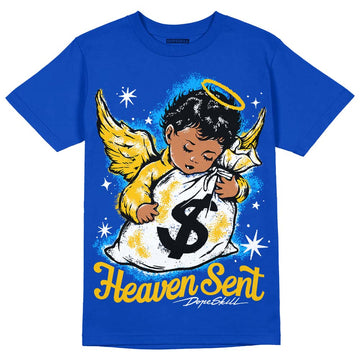 Jordan 14 “Laney” DopeSkill Varsity Royal T-Shirt Heaven Sent Graphic Streetwear