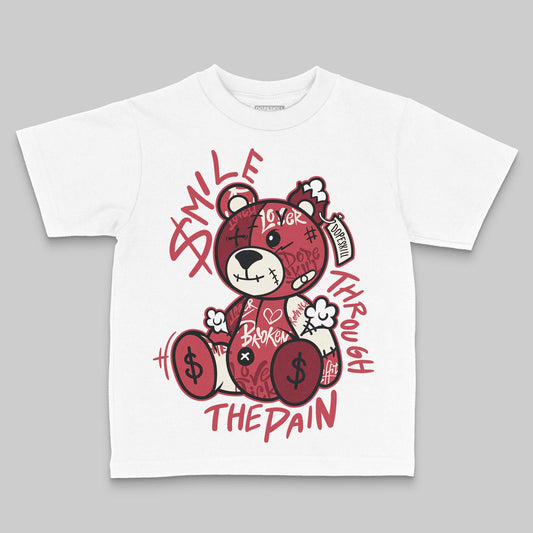 Jordan 4 “Sierra Red" DopeSkill Toddler Kids T-shirt Smile Through The Pain Graphic Streetwear - White
