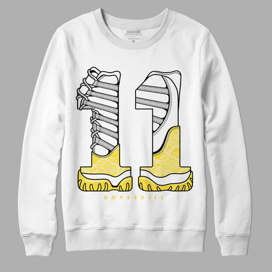 Jordan 11 Low 'Yellow Snakeskin' DopeSkill Sweatshirt No.11 Graphic Streetwear - White